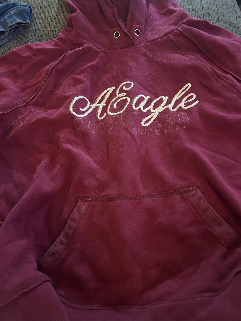 Aeropostale Kids Wine Red Pullover Hoodie with AEagle Embroidery
